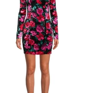Elegant Floral Velvet Midi Dress